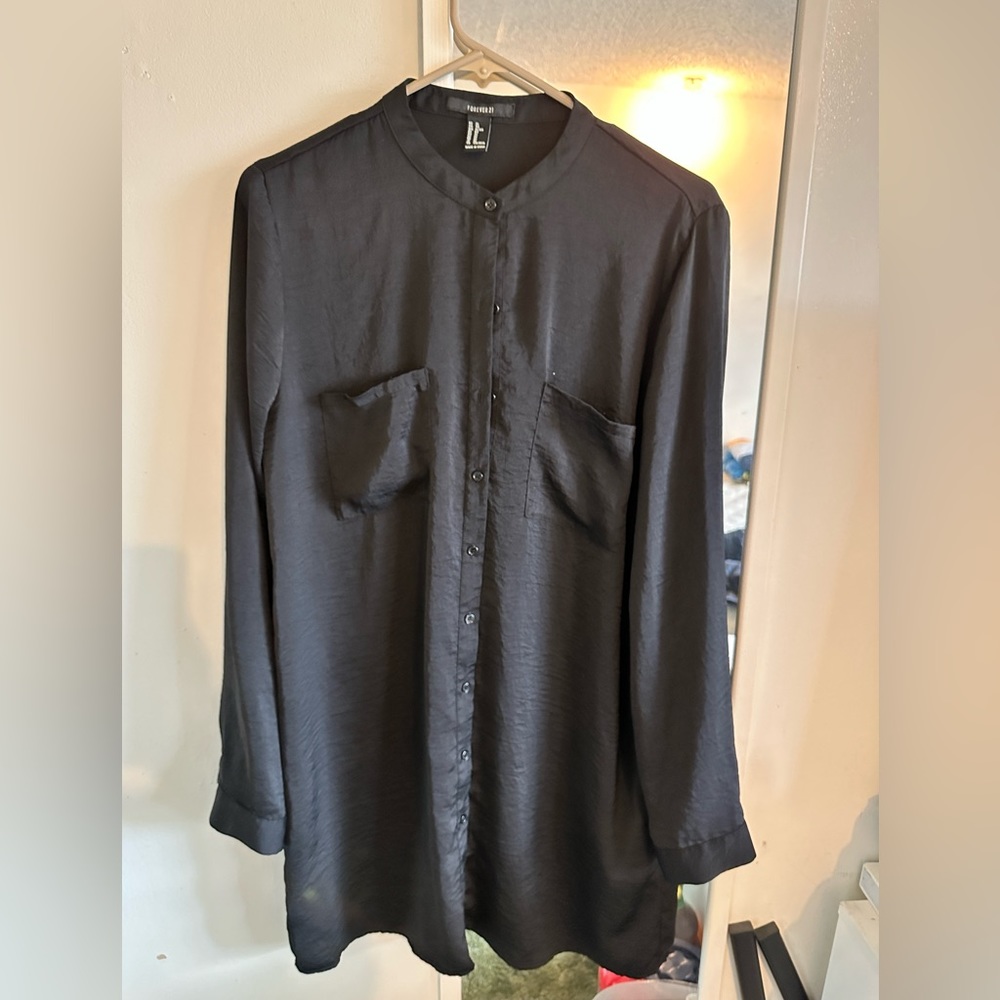 Forever 21 cotton linen satin-like tunic top blouse